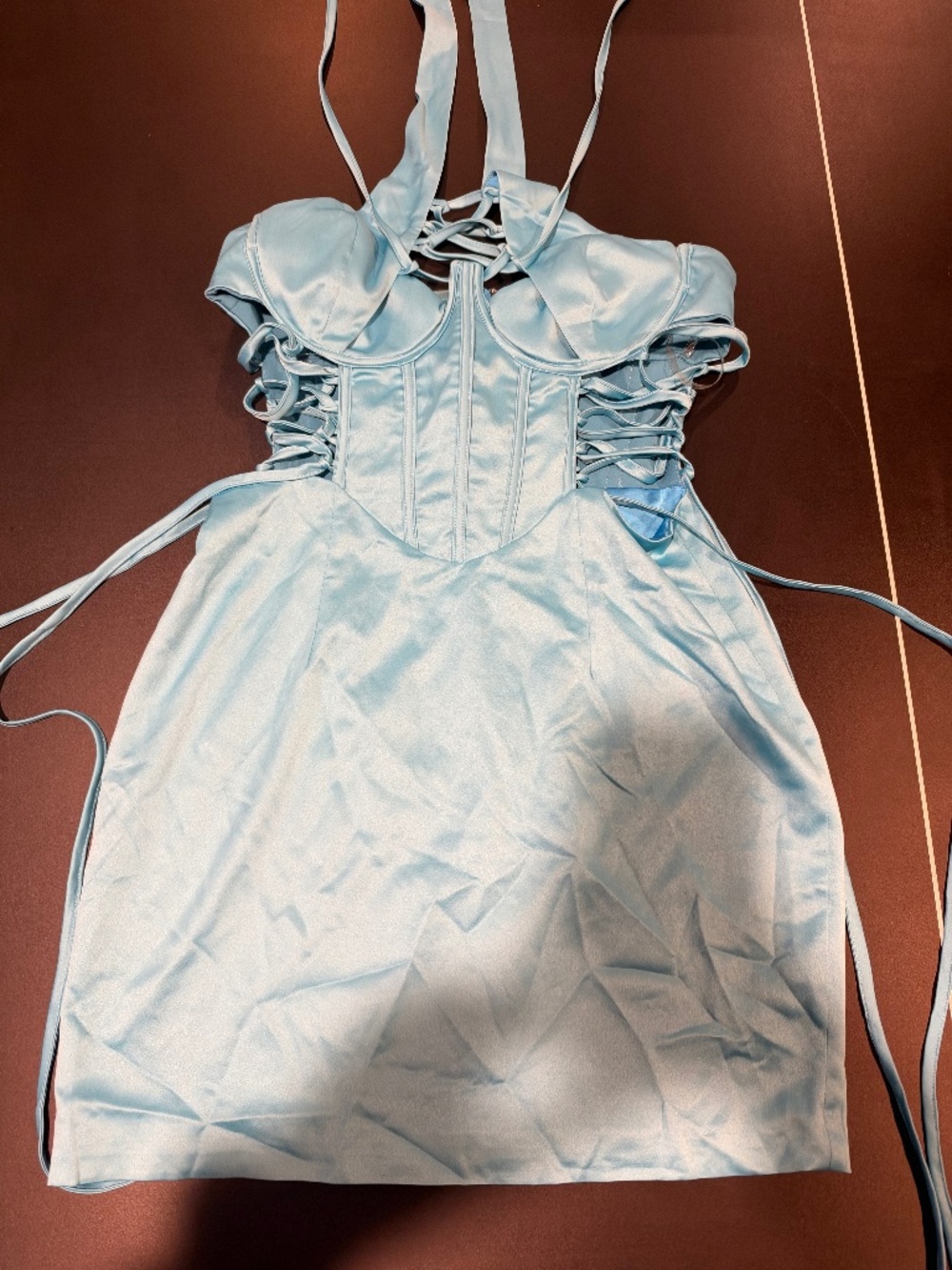 Prettylittlething Blue Cutout Halter dress
